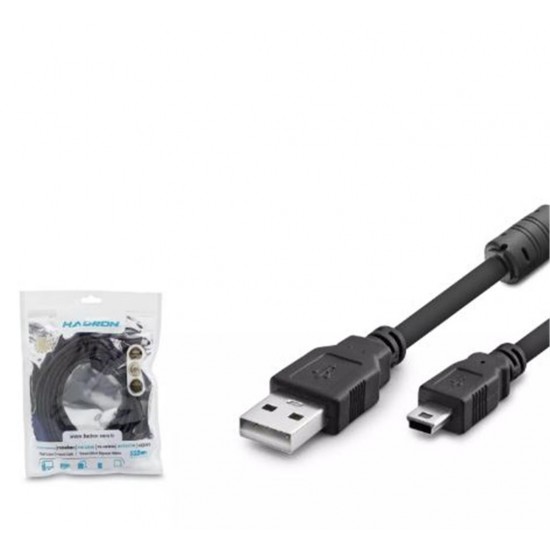Hadron Hdx7520 Usb Mini V3-5Pin To Usb Kablo 5M Siyah