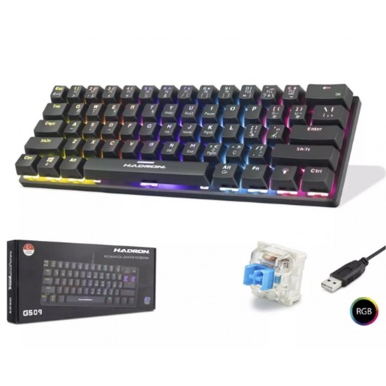 Hadron G509B Siyah Mekanik Gaming Mini Klavye Blue Switch RGB