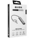 S-link SW-U332 Type-C - USB3.0 1000Mbps 3 Port Usb Gigabit Ethernet Adaptör