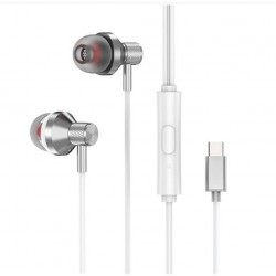 S-link SL-TPK03 TypeC Telefon Uyumlu Metal Beyaz Kulak İçi Mikrofonlu Kulaklık