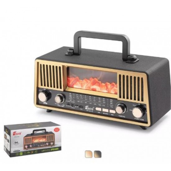 HADRON FP331S Bluetooth Nostaljik Hoparlör FM RGB Alev Efektli Solar Panelli - Siyah