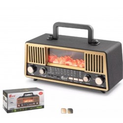 HADRON FP331S Bluetooth Nostaljik Hoparlör FM RGB Alev Efektli Solar Panelli - Siyah