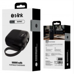 S-link MP110 10000mAh PD22.5W Type-C+Lightning Kablolu Siyah  Pil Şarj Cihazı Powerbank