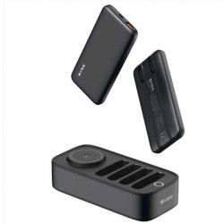 S-link IP-DS40 4 Adet 10000mAH Powerbank li  15W Kablosuz Şarj Siyah Taşınabilir Şarj İstasyonu