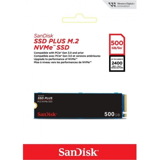 SanDisk 500GB SSD PLUS 2400MB-1500MB-s M.2 PCIe Gen 3.0 NVMe SSD SDSSDA3N-500G-G26