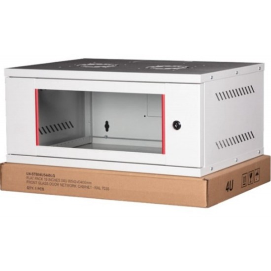 Lande LN-STB04U5440LG 4U 540x400 Ön Tek Cam Kapak Duvar Tip Boş Demonte Kabinet