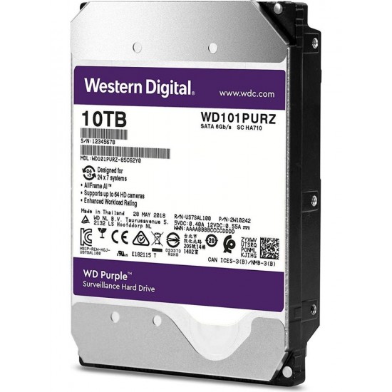 Wd 10TB Purple 7200RPM 256mb 7-24 3.5 WD101PURZ PC&DVR Harddisk (İthalat)