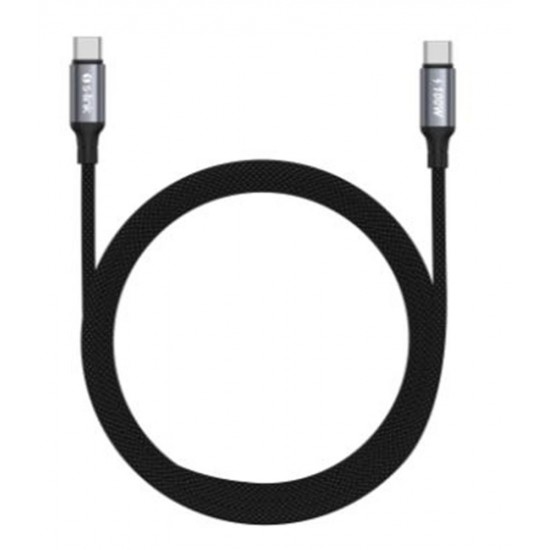 S-link Armor CC-0100 100W 1.2m Type-C to Type-C PD Örgülü Metal Başlıklı Siyah Hızlı Şarj Kablosu