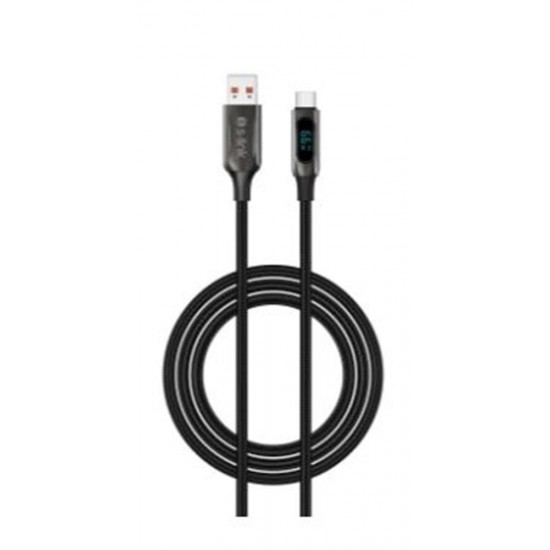 S-link Armor LED UC-066 66W 1m USB to Type-C PD Örgülü LED Başlıklı Siyah Hızlı Şarj Kablosu