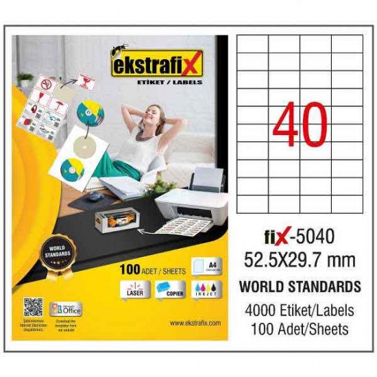 EKSTRAFİX FİX-5040 LAZER ETİKET 52.5X29.7MM