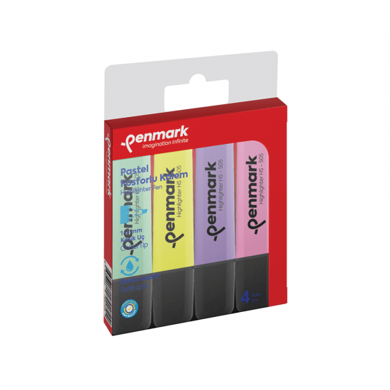PENMARK HS505 4P FOSFORLU KALEM 4LÜ BLS PASTEL RENK