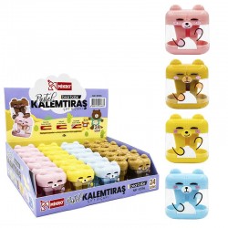 MİKRO MK-8556 KALEMTIRAŞ ÇİFT BIÇAKLI BEAR BABE 24LÜ KT