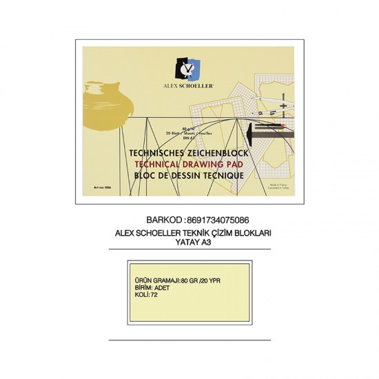 ALEX ALX-086 RESİM DEFTERİ TEKNİK A3 80GR 20YP