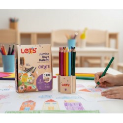 LETS L04011 KURU BOYA 12 RENK JUMBO ÜÇGEN GÖVDE