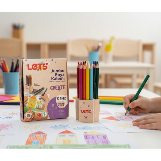 LETS L04011 KURU BOYA 12 RENK JUMBO ÜÇGEN GÖVDE