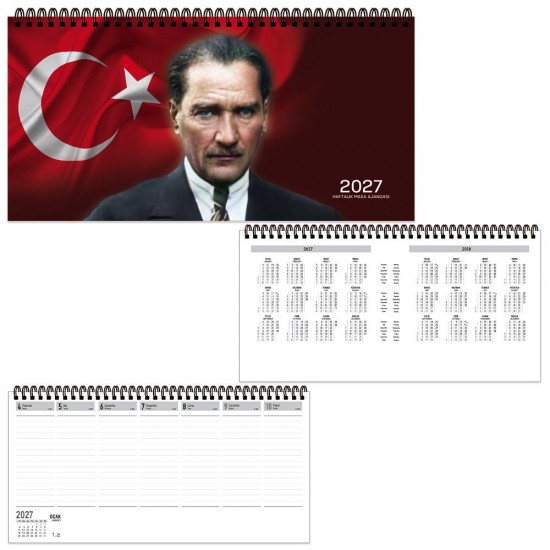 KESKİN 600220-99 2027 AJ-66 16X33.5 SPR HAFTALIK MASA AJANDASI ATATÜRK