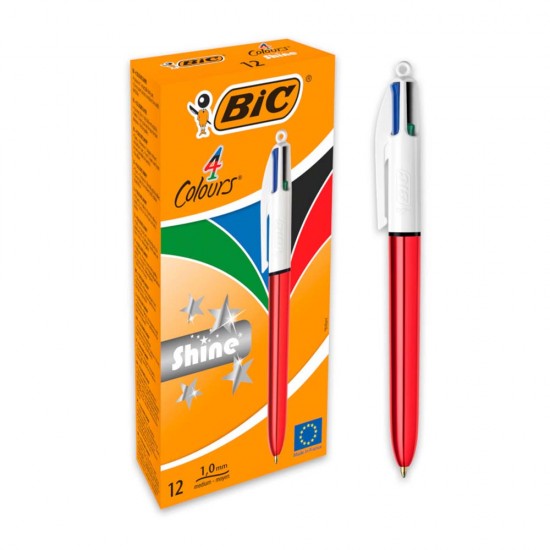 BİC 4 COLOURS TÜKENMEZ KALEM SHINE KIRMIZI GÖVDE 982877