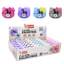MİKRO MK-4050 KALEMTIRAŞ ÇİFT BIÇAKLI CUTE KITTY 24LÜ KT