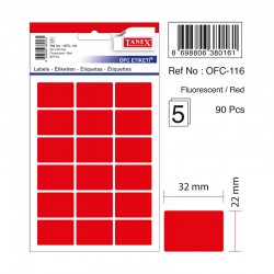 TANEX OFC-116 OFİS ETİKETİ FLO KIRMIZI