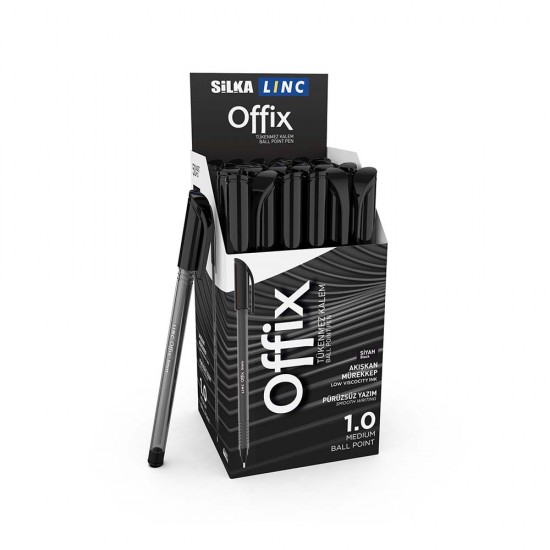 SİLKA ART-435 OFFİX TÜKENMEZ KALEM 1MM 50Lİ KT SİYAH
