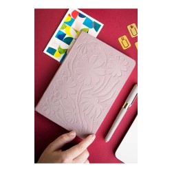 VJ 2072 SRT KPK VELVET DEF A5 160YP 100GR IVORY ÇİZGİLİ PEMBE