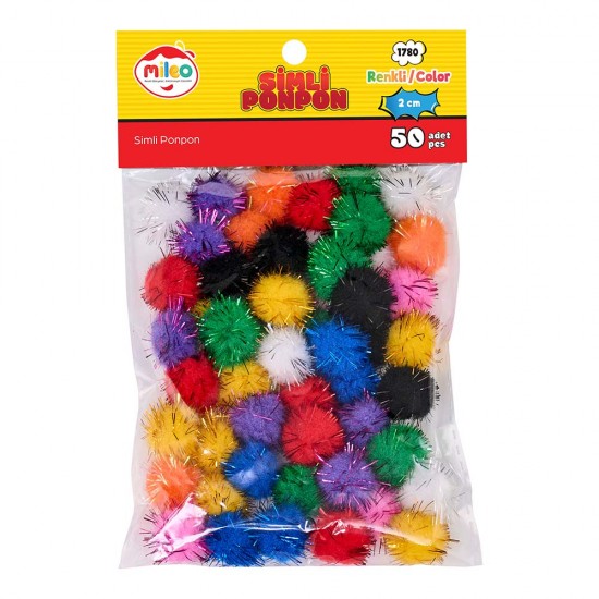 MİLEO 1780 PONPON SİMLİ 2CM 50Lİ RENKLİ