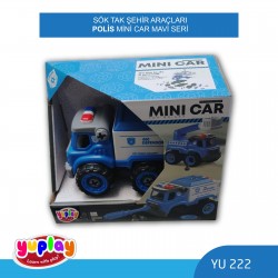 YUPLAY YU222 SÖK-TAK ŞEHİR ARAÇLARI POLİS MİN CAR MAVİ SERİ