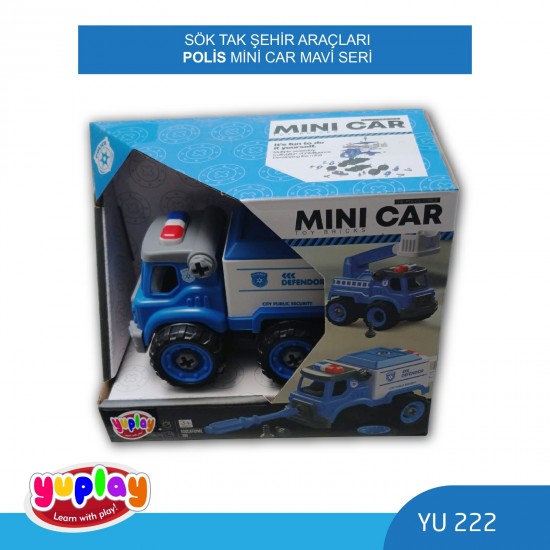 YUPLAY YU222 SÖK-TAK ŞEHİR ARAÇLARI POLİS MİN CAR MAVİ SERİ