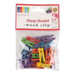 SÜDOR BS130 AHŞAP MANDAL BÜYÜK 3.5CM RENKLİ 20Lİ