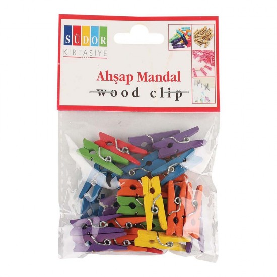 SÜDOR BS130 AHŞAP MANDAL BÜYÜK 3.5CM RENKLİ 20Lİ