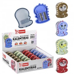 MİKRO MK-4045 KALEMTIRAŞ ÇİFT BIÇAKLI CUTE DRAGONS 24LÜ KT