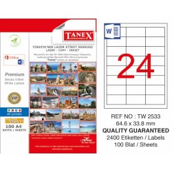TANEX TW-2533 LAZER ETİKET 64,6X33,8MM