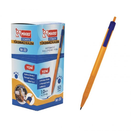MİKRO M-33 TÜKENMEZ KALEM MAVİ 50Lİ KT