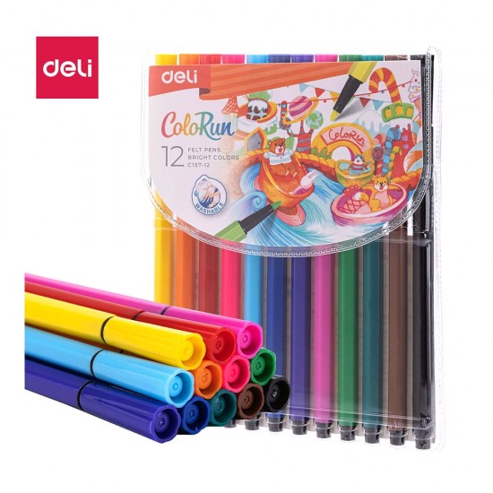 DELİ C157-12 KALIN UÇLU KEÇELİ KALEM 12Lİ 100161684