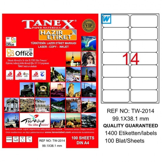TANEX TW-2014 LAZER ETİKET 99,1X38,1MM