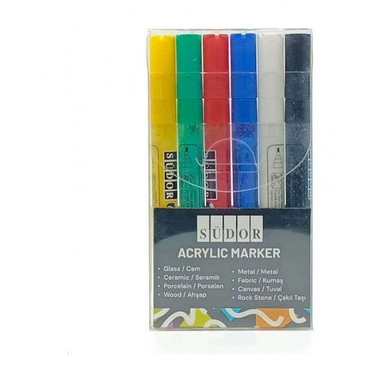 SÜDOR AK01 MONALİSA AKRİLİK MARKÖR 6 RENK 3MM