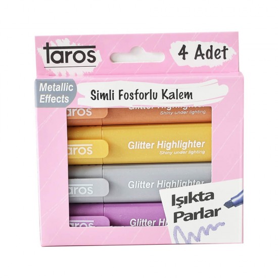 TAROS 5638 FOSFORLU KALEM 4 LÜ SİMLİ METALİK