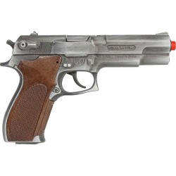 MEGA GON000451 POLİCE PİSTOL METAL 8 SHOTS OLD SILVER