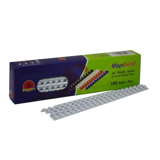 MAPİ 201 06 00 PLASTİK SPİRAL 6MM BEYAZ