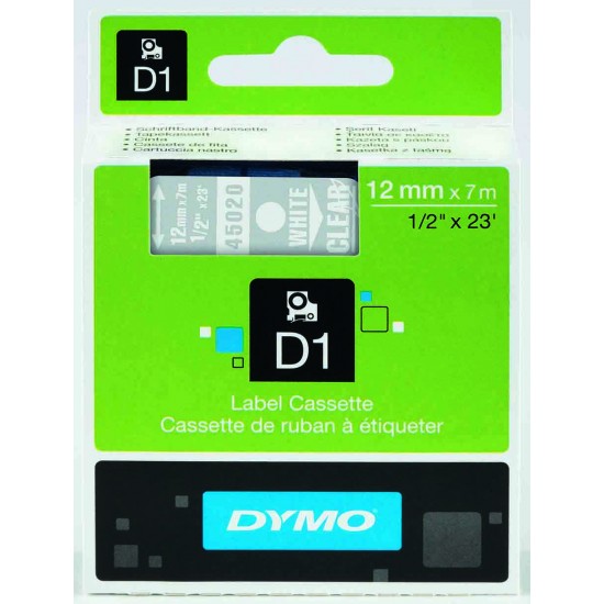 DYMO 45020 D1 YEDEK ŞERİT ŞEFFAF-BEYAZ