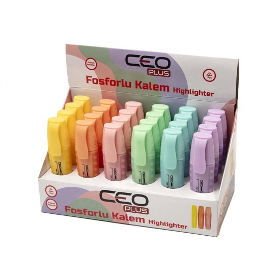 CEOART FO0020 FOSFORLU KALEM KULPLU PASTEL RENKLER 24LÜ STN