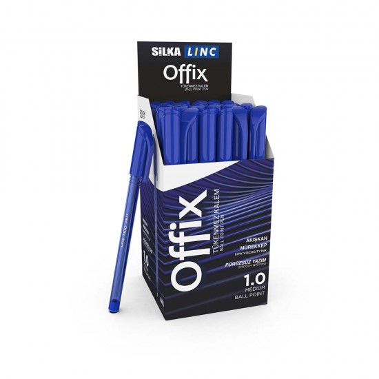 SİLKA ART-423 OFFİX TÜKENMEZ KALEM 1MM 50Lİ KT MAVİ