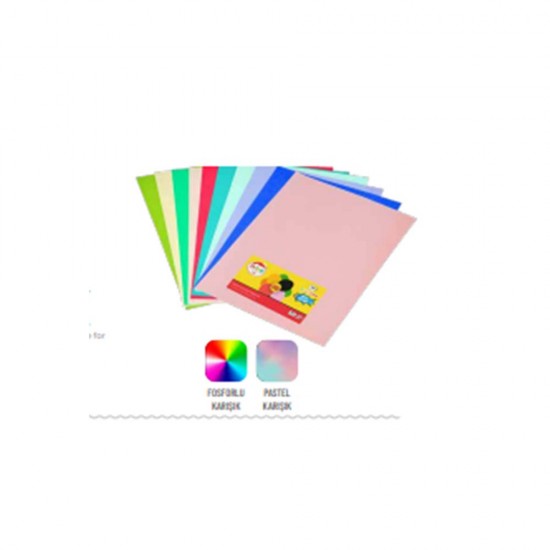 MİLEO 1717 FOTOKOPİ KAĞIDI A4 80GR 50Lİ PASTEL+FOSFORLU 10 RENK