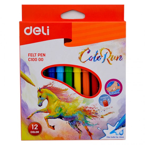 DELİ C10000 KEÇELİ KALEM COLOR RUN 12Lİ KARTON KUTU 100116174