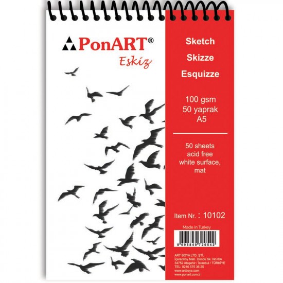 PONART PHM10-102 ESKİZ BLOK 100GR A5 50YP