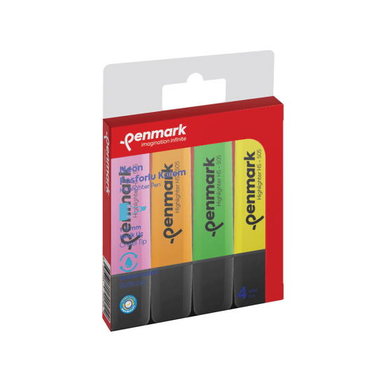 PENMARK HS505 4N FOSFORLU KALEM 4LÜ BLS NEON RENK