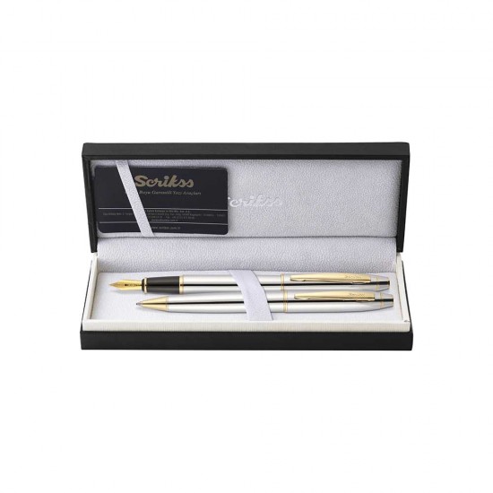 SCRİKSS 35 TÜKENMEZ+DOLMAKALEM TAKIM GOLD KROM