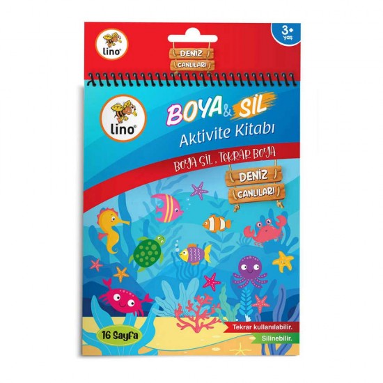 LİNO BS-1002 BOYA &amp; SİL AKTİVİTE BOYAMA DENİZ CANLILARI (SİLİNEBİLİR)