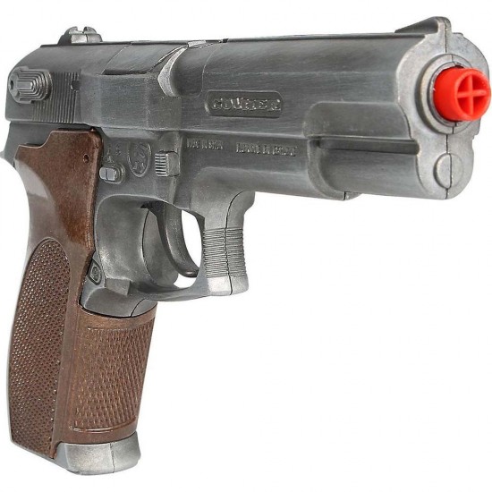 MEGA GON000451 POLİCE PİSTOL METAL 8 SHOTS OLD SILVER