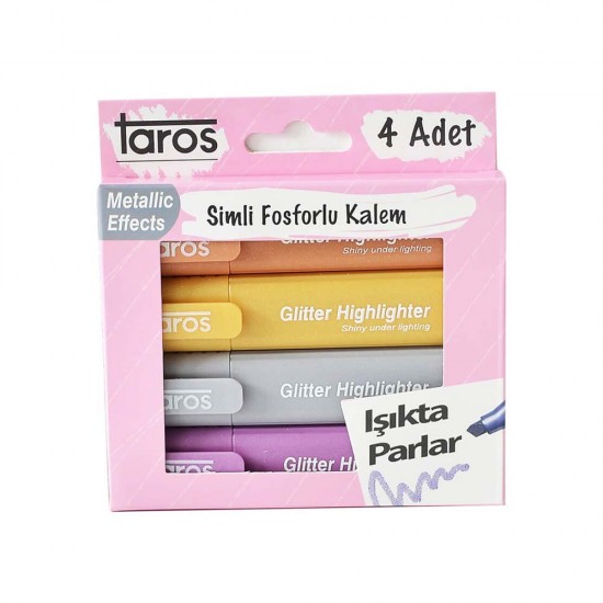 TAROS 5638 FOSFORLU KALEM 4 LÜ SİMLİ METALİK